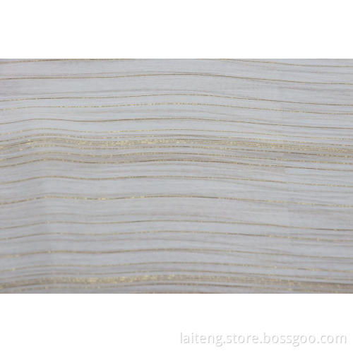 100% Polyester Chiffon Yoryu With Gold/Silver Stripe Fabric